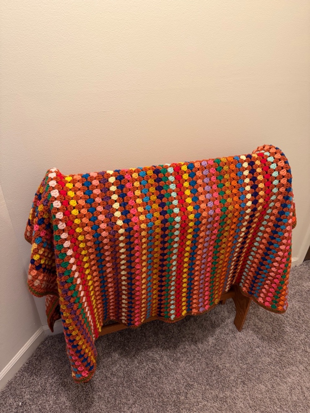 Handmade Multicolor Crochet Throw Blanket - Cozy Vibrant Accent